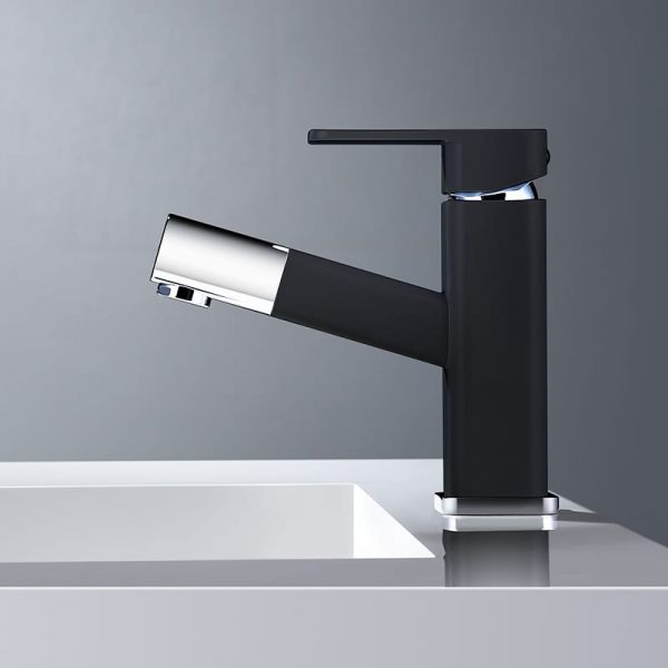 Tippen Sie für Waschbecken schwarz mit ausziehbarem Sprühgerät 33 Bathroom Basin Mixer Taps Matte Black With Pull Down Sprayer 1