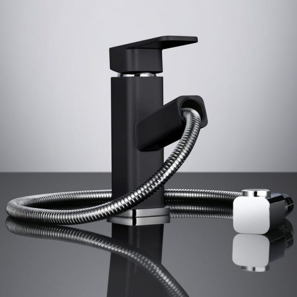 Tippen Sie für Waschbecken schwarz mit ausziehbarem Sprühgerät 5 33 Bathroom Basin Mixer Taps Matte Black With Pull Down Sprayer 3