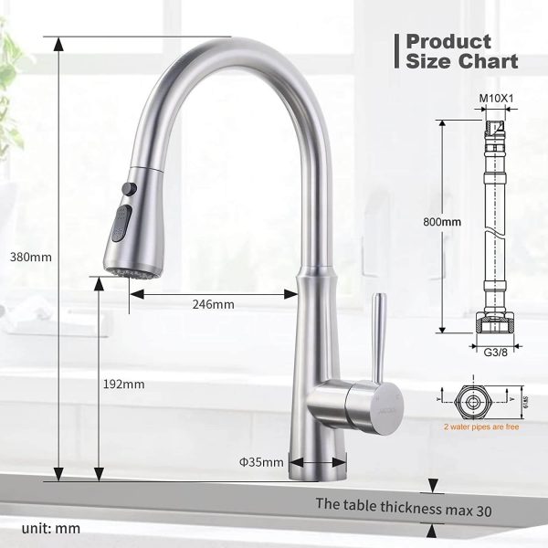 ARCORA Wasserhahn Küche Ausziehbar, 3 Wasserstrahlarten Armatur Küche 3 arcora wasserhahn küche ausziehbar