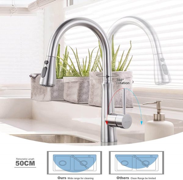 ARCORA Wasserhahn Küche Ausziehbar, 3 Wasserstrahlarten Armatur Küche 13 arcora wasserhahn küche ausziehbar
