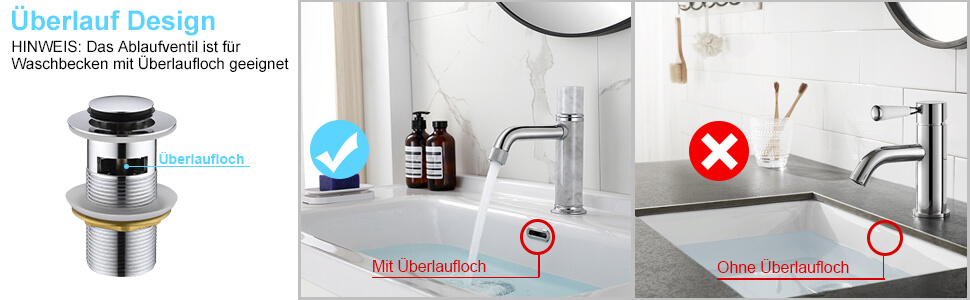 arcora ablaufgarnitur becken mit ueberlauf edelstahl 2