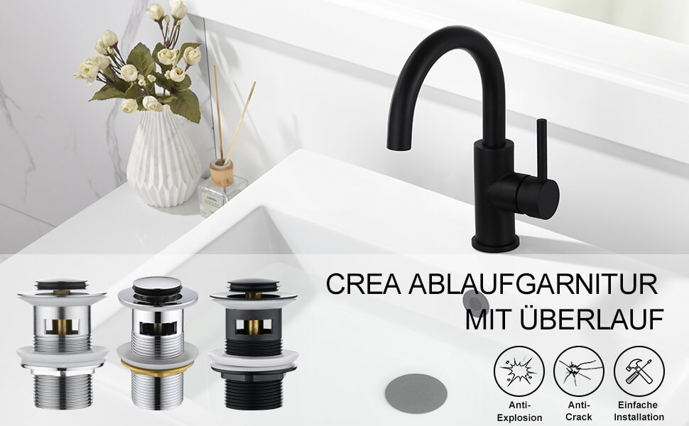 arcora ablaufgarnitur becken mit ueberlauf edelstahl 4