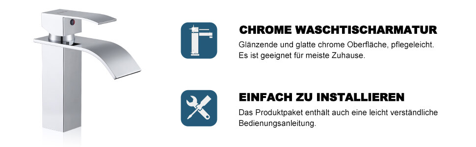 ARCORA Chrom Wasserfall Waschtisch Mischbatterie aus Edelstahl 24 arcora chrom wasserfall waschtisch mischbatterie aus edelstahl 1