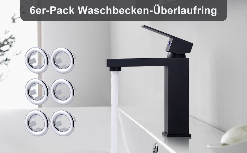 arcora 6 stuecke waschbecken ueberlauf abdeckung universal fuer badezimmer waschbecken chrom 1 1