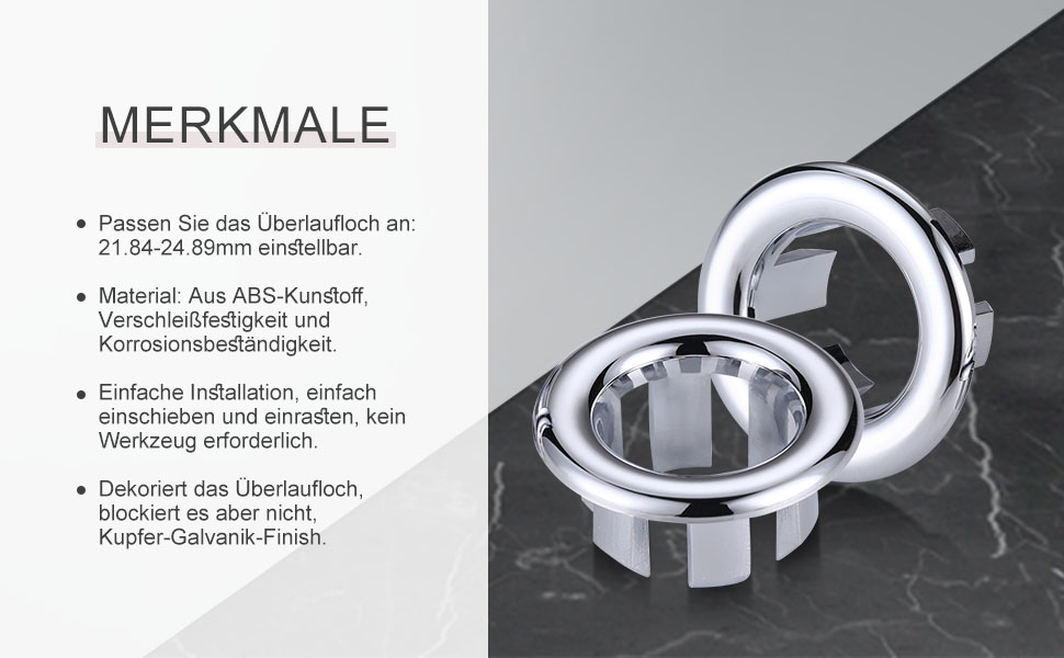 arcora 6 stuecke waschbecken ueberlauf abdeckung universal fuer badezimmer waschbecken chrom 4 1