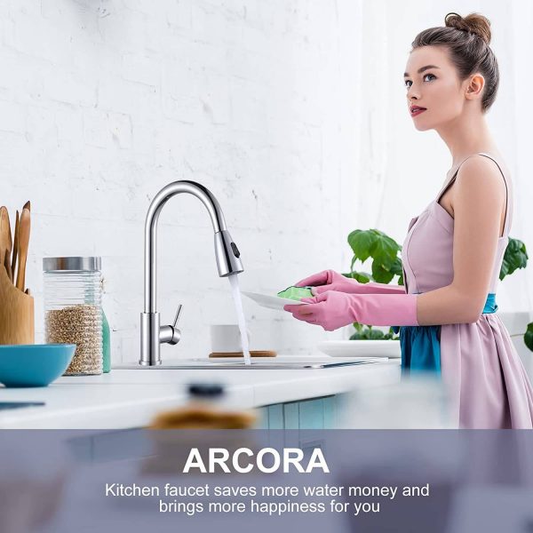 ARCORA Küchenarmatur ausziehbar, Hochdruck Wasserhahn Küche 360° schwenkbar Armatur Küche aus Edelstahl Mischbatterie Küche mit keramischer Kartusche auslaufsicher 2 Strahlarten Chrome 12 arcora kuechenarmatur ausziehbar hochdruck wasserhahn kueche 360 schwenkbar armatur kueche aus edelstahl mischbatterie kueche mit keramischer kartusche auslaufsicher 2 strahlarten chrome 10