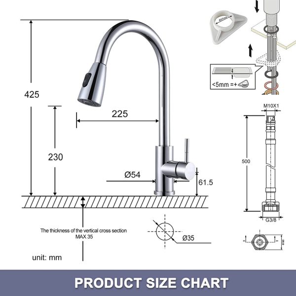 ARCORA Küchenarmatur ausziehbar, Hochdruck Wasserhahn Küche 360° schwenkbar Armatur Küche aus Edelstahl Mischbatterie Küche mit keramischer Kartusche auslaufsicher 2 Strahlarten Chrome 6 arcora kuechenarmatur ausziehbar hochdruck wasserhahn kueche 360 schwenkbar armatur kueche aus edelstahl mischbatterie kueche mit keramischer kartusche auslaufsicher 2 strahlarten chrome 6