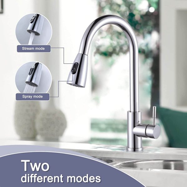 ARCORA Küchenarmatur ausziehbar, Hochdruck Wasserhahn Küche 360° schwenkbar Armatur Küche aus Edelstahl Mischbatterie Küche mit keramischer Kartusche auslaufsicher 2 Strahlarten Chrome 8 arcora kuechenarmatur ausziehbar hochdruck wasserhahn kueche 360 schwenkbar armatur kueche aus edelstahl mischbatterie kueche mit keramischer kartusche auslaufsicher 2 strahlarten chrome 7