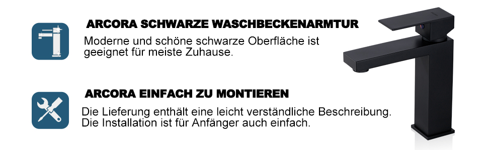 arcora waschtischarmatur wasserhahn bad aus edelstahl einhandmischer waschbeckenarmatur mit kalte und heisse wasserschlaeuche 8