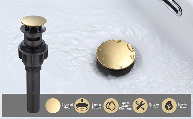 ARCORA Brushed Gold Bathroom Sink Pop Up Drain with Overflow 1 2