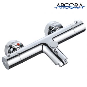 ARCORA Badewannearmatur Thermostat mit Sicherheitssperre bei 38℃ Wandmontage für Badewanne und Dusche