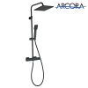 2 3090100D ARCORA Thermostatic Shower Set Black With Handheld Shower