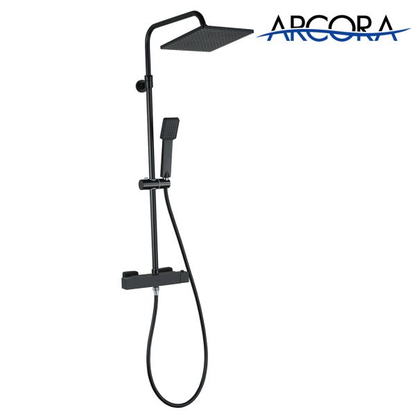 2 3090100D ARCORA Set doccia termostatico nero con doccetta