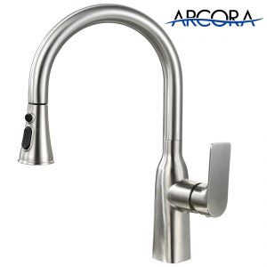 2 ARCORA Pull Down Küchenarmatur Gebürstetes Nickel