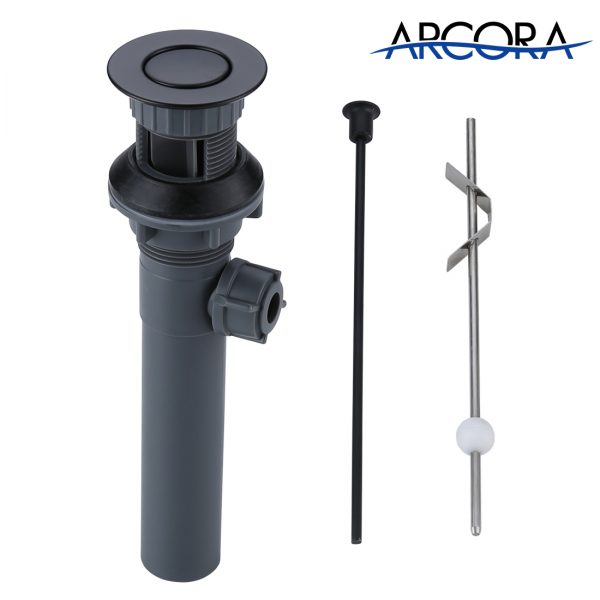 40 X3001B logo Lift Rod Pop Up Bathroom Sink Drain Black