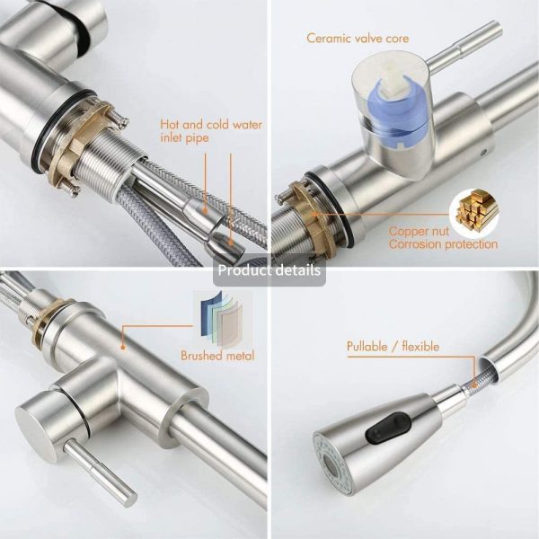 7 ARCORA High End Küchenarmatur Nickel gebürstet Pull Down 5