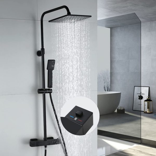 ARCORA Thermostatic Shower Set Black With Handheld Shower 6