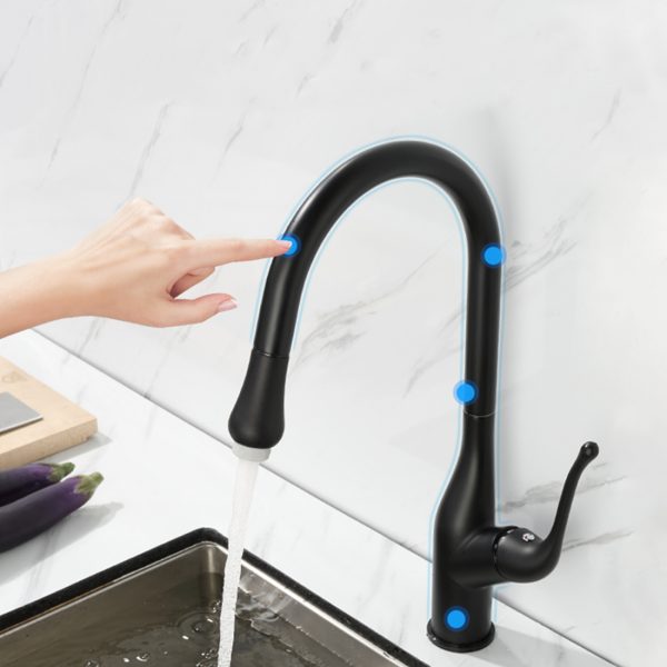 ARCORA Touchless Kitchen Faucets Black Single Handle With Pull Down Sprayer 1 2