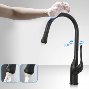 ARCORA Touchless Küchenarmaturen Schwarzer Einhandgriff mit Pulldown-Sprühgerät