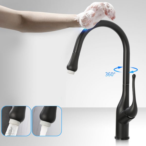 ARCORA Touchless Kitchen Faucets Black Single Handle With Pull Down Sprayer 6 2