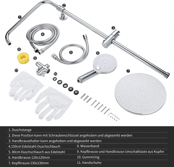 Arcora Thermostatic Shower System Chrome With Rainfall Shower 4 1