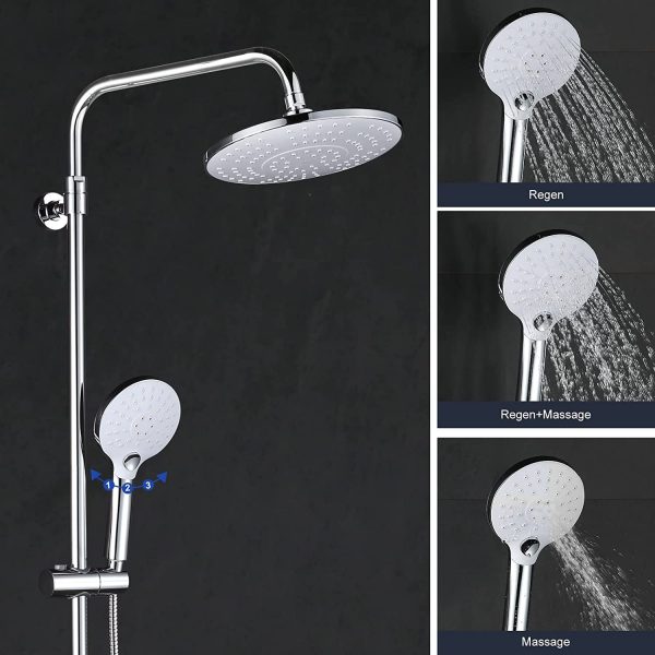 Arcora 레인폴 샤워기가 있는 온도 조절식 샤워 시스템 크롬 4 2