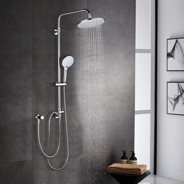 Arcora 레인폴 샤워기가 있는 온도 조절식 샤워 시스템 크롬 4 3