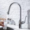 Modern High Arc Swivel Spout Pull Down Sprayer Kitchen Faucet Chrome 4