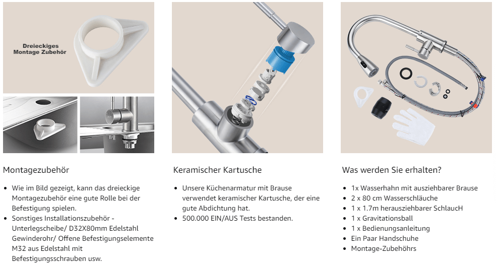 arcora wasserhahn kueche mit brause 3