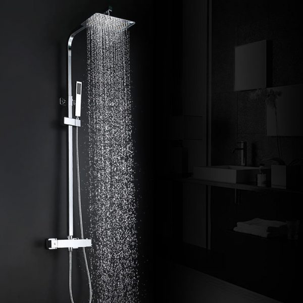 1 Sistema de ducha con cabezal tipo lluvia y ducha de mano multifunción Arcora 1
