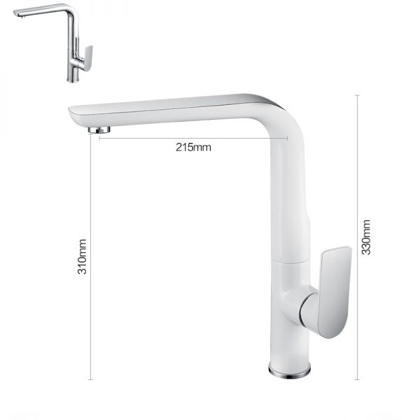 5 6 Kitchen Faucet 90 Degree White and Chrome