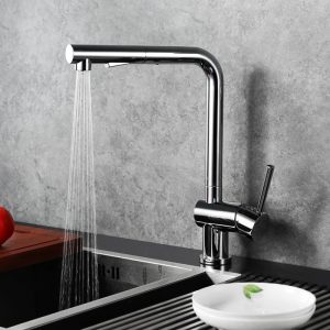 Ang moderno nga sink faucet nga adunay pull-down sprayer nga 2 chrome function sa tubig