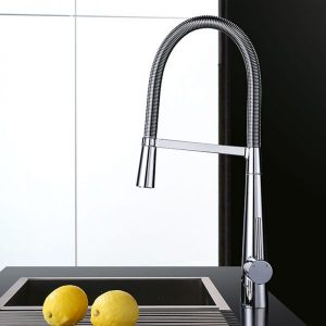 Solid stainless steel luxury gourmet spring coil kitchen faucet nga adunay metal sprayer