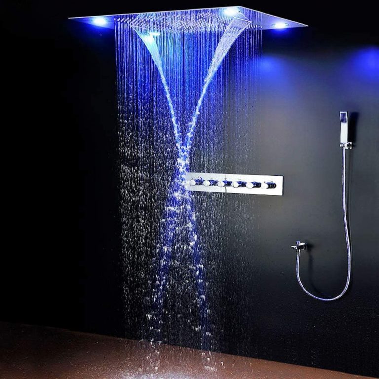 FRANSITON Duschsystem 5-Spray Hochdruck – Chrom, Mit 3-Wege-Mischventil, Duschkopf & Handbrause
