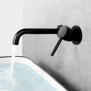 48 Matte Black Wall Mounted Basin Mixer 1