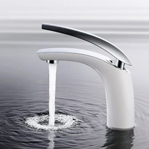 Weiß Wasserhahn Bad Armatur Mischbatterie Chrom Badarmatur Waschtischarmatur Waschbecken Einhebelmischer f. Badezimmer