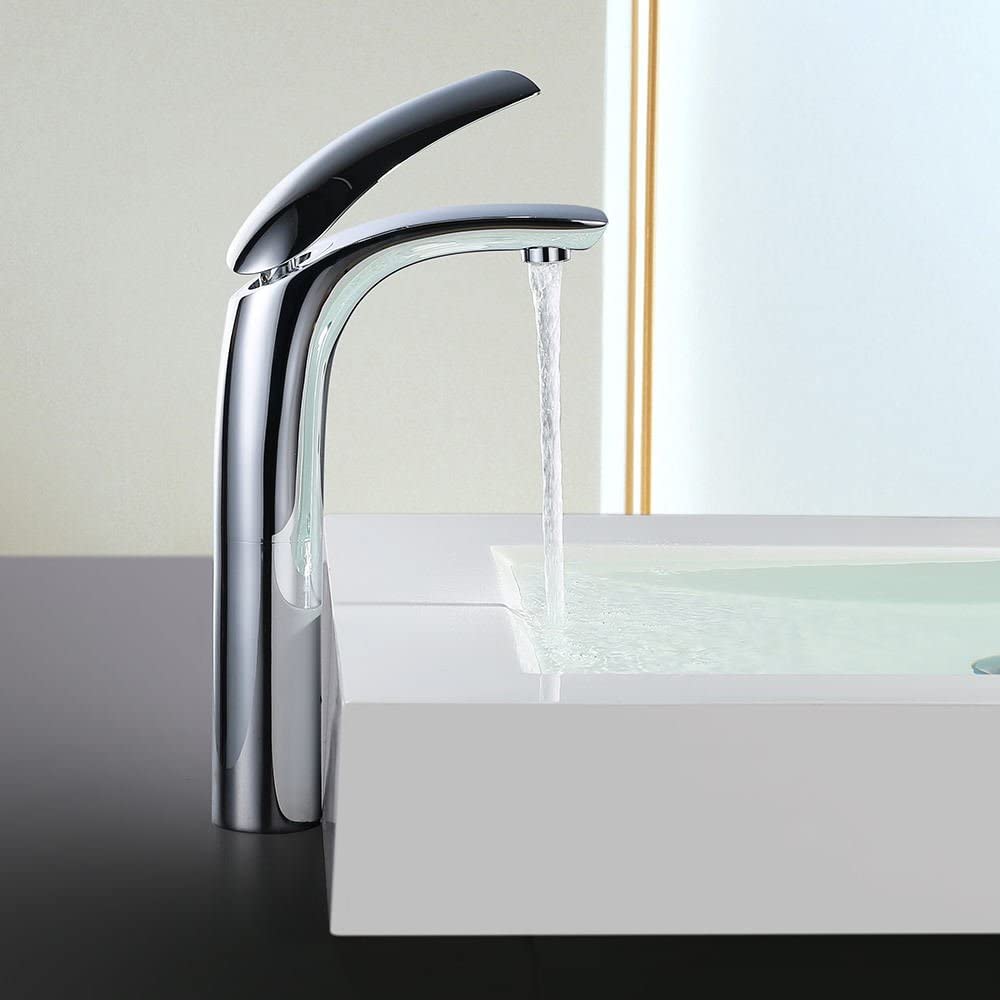 Hoher Waschtisch-Wasserhahn – Edelstahl, Einhebel-Mischbatterie, 28,5 Cm Hoch, Silber
