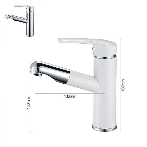 Bathroom Faucet Pull Out Sprayer White And Chrome 1