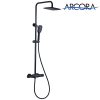 Thermostatic Shower Fixture Wall Mount Matte Black Stainless Steel 2 Function nga adunay Hand Sprayer 2