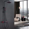 Sistema di soffioni doccia termostatici con supporto regolabile in altezza nero e rosso 2