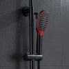 Thermostatic Shower Heads System With Height Adjustable Holder Black And Red 7