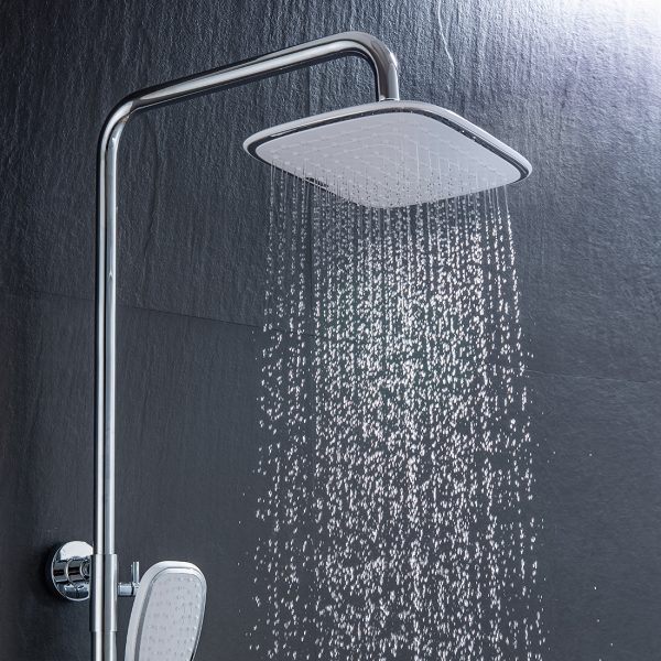 Thermostatic Shower System Polish Chrome Rainfall Shower Head with Handheld Sprayer Set 1 4