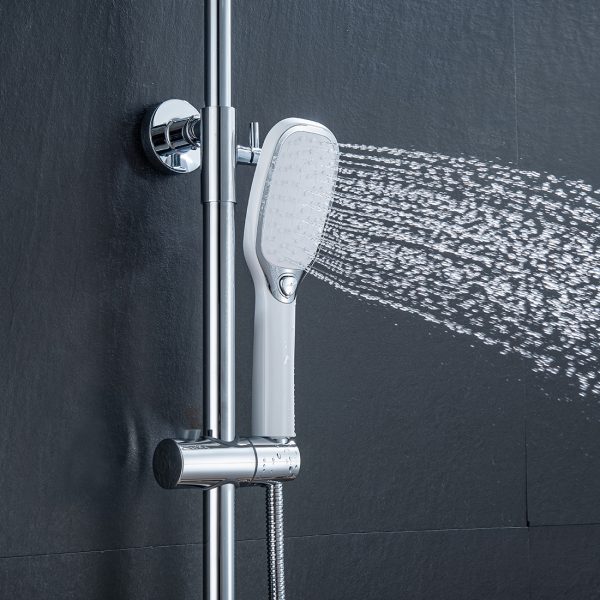 Thermostatic Shower System Polish Chrome Rainfall Shower Head with Handheld Sprayer Set 1 5