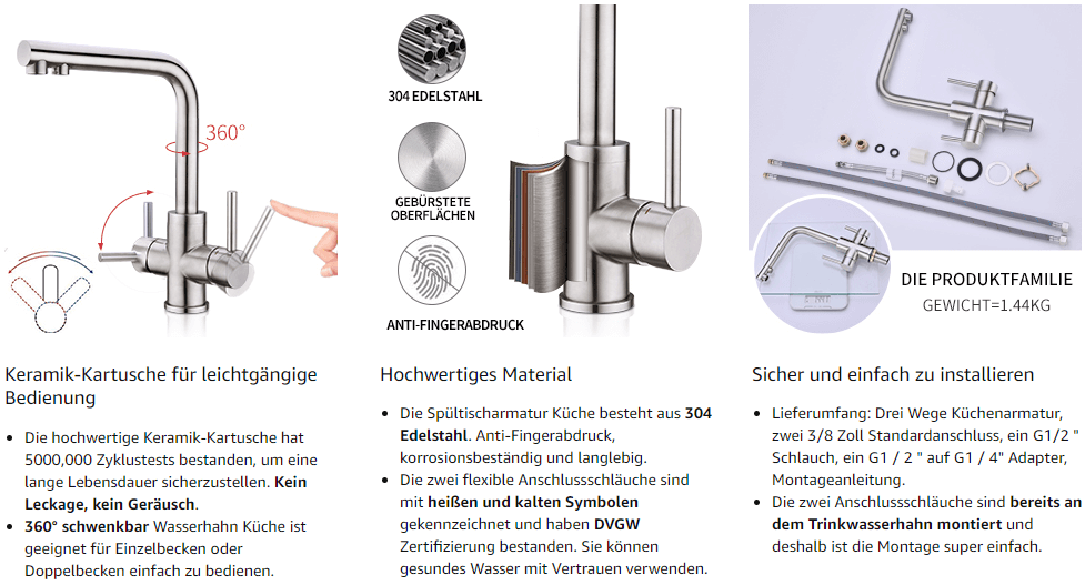 arcora 360 drehbar kuechenarmatur mit 2 hebel 1