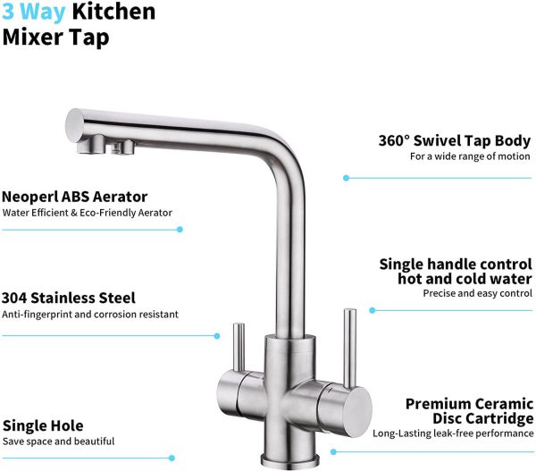 arcora 360 drehbar kuechenarmatur mit 2 hebel