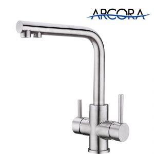 I-Arcora 360° Drehbar Küchenarmatur mit 2 Hebel Trinkwasserhahn