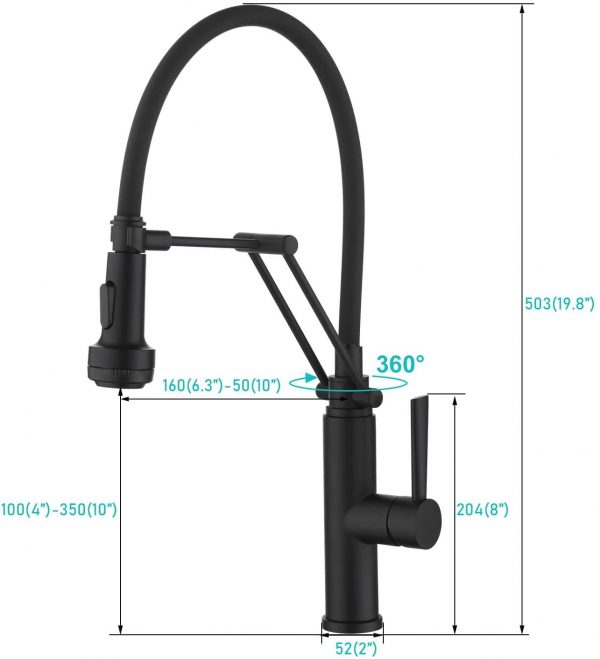 arcora 360 drehbar schwarz kuechenarmatur