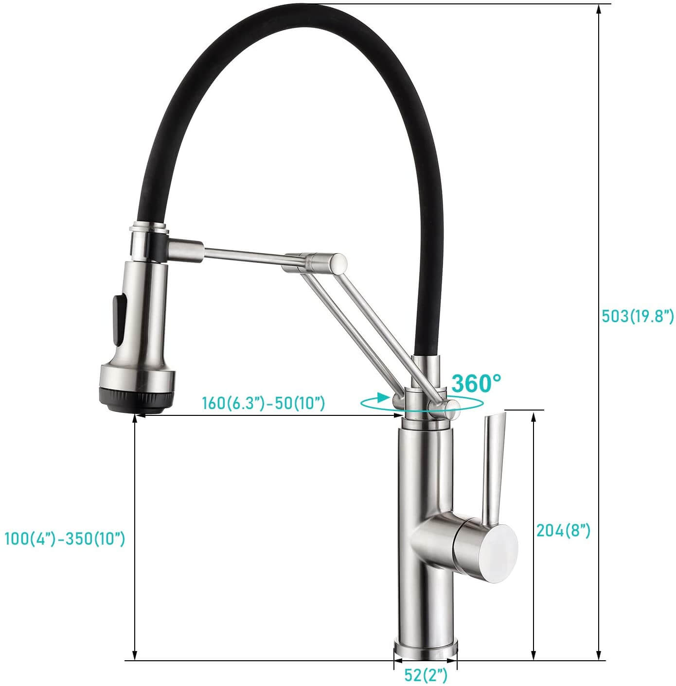 arcora einhebelmischer kuechenarmatur mit 4 wasserstrahlen abnehmbar