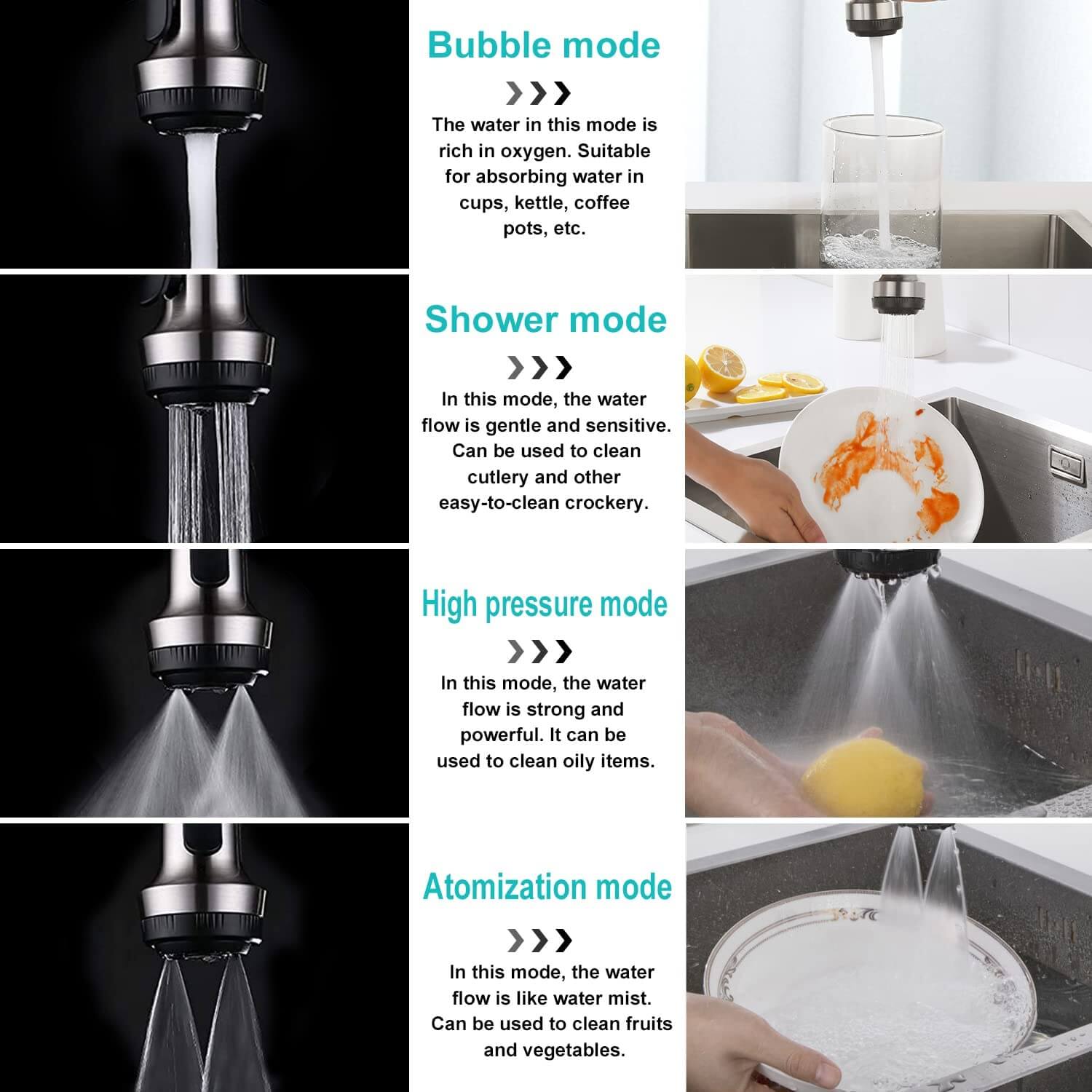 arcora einhebelmischer kuechenarmatur mit 4 wasserstrahlen abnehmbar