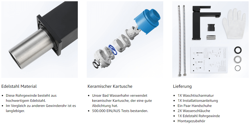 arcora edelstahl einhandmischer waschbeckenarmatur